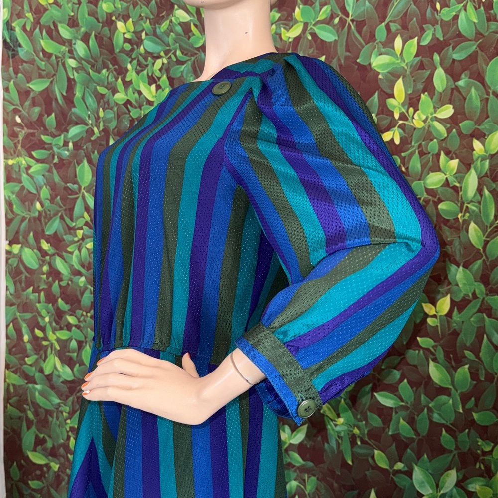 Vintage Leslie Fay Metallic Stripe Dress - Picture 13 of 17